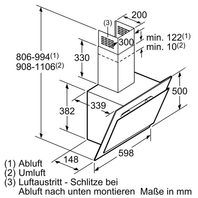 Serie | 6 Wandesse, 60 cm Schräg-Essen-Design DWK06G660 DWK06G660-8