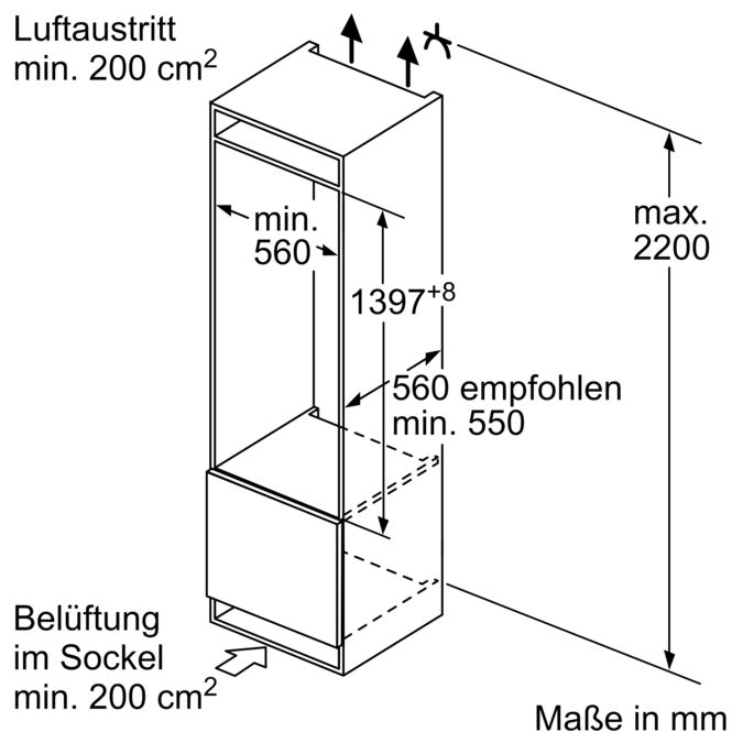 Serie | 6 Einbau-Kühlschrank mit Gefrierfach 140 x 56 cm KIL52AD40 KIL52AD40-5