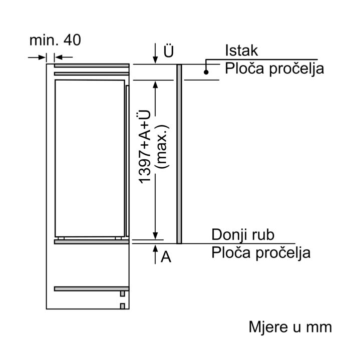 Serie | 8 Ugradbeni hladnjak s odjeljkom zamrzivača 140 x 56 cm KIF52AF30 KIF52AF30-7