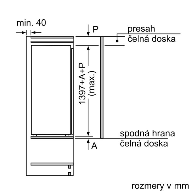 Séria 6 Zabudovateľná chladnička s mraziacou časťou 140 x 56 cm Ploché pánty KIL52ADE0 KIL52ADE0-12