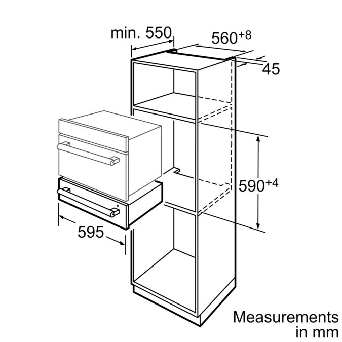 Series 8 Built-in warming drawer 60 x 14 cm Black HSC140P61 HSC140P61-3
