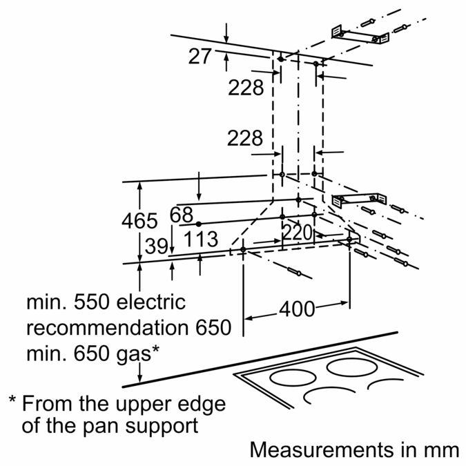 Wall-mounted cooker hood 60 cm Stainless steel DWW061350B DWW061350B-3