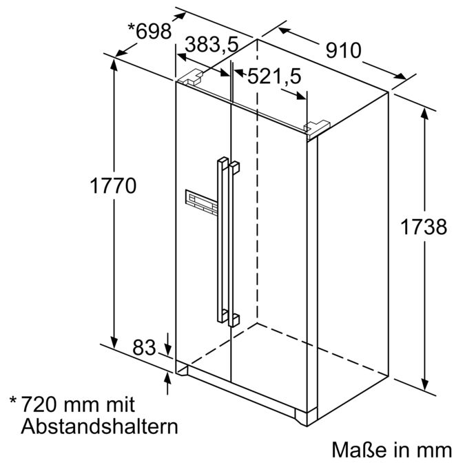 Serie | 4 Amerikanischer Side by Side 177 x 91 cm Edelstahl (mit Antifingerprint) KAN90VI20 KAN90VI20-6