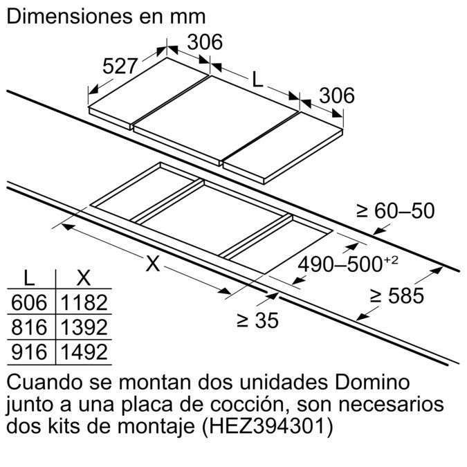 Serie 6 Placa dominó 30 cm Negro, con perfiles  PIB375FB1E PIB375FB1E-15