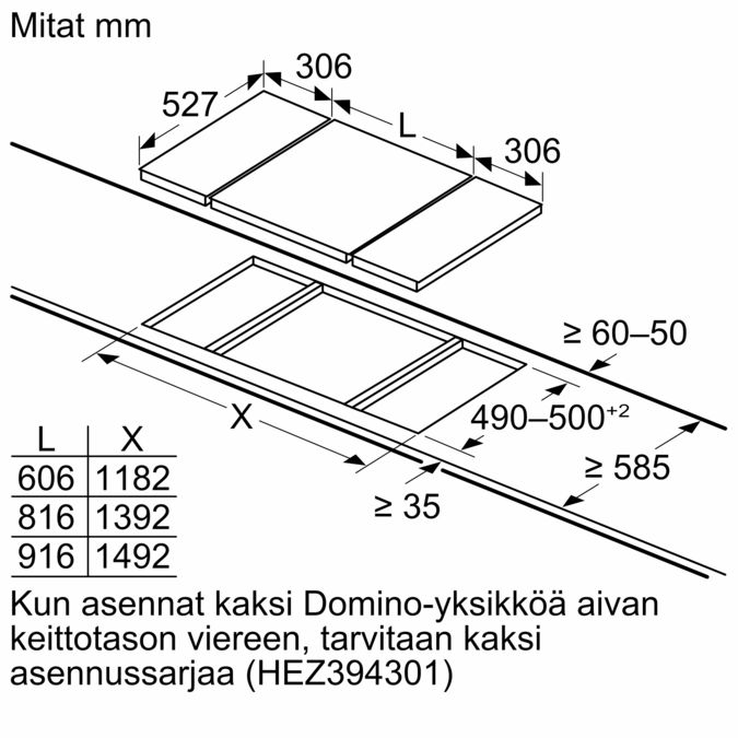 Serie 6 Domino keraaminen keittotaso 30 cm Musta, teräskehys PKF375FP1E PKF375FP1E-6