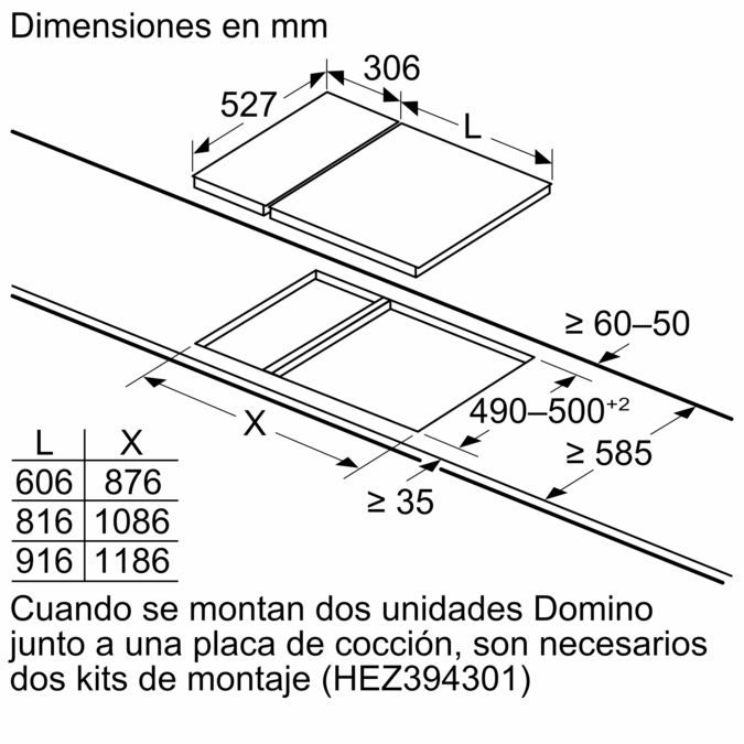 Serie 6 Placa dominó, Inducción 30 cm Negro, con perfiles  PIB375FB1E PIB375FB1E-10