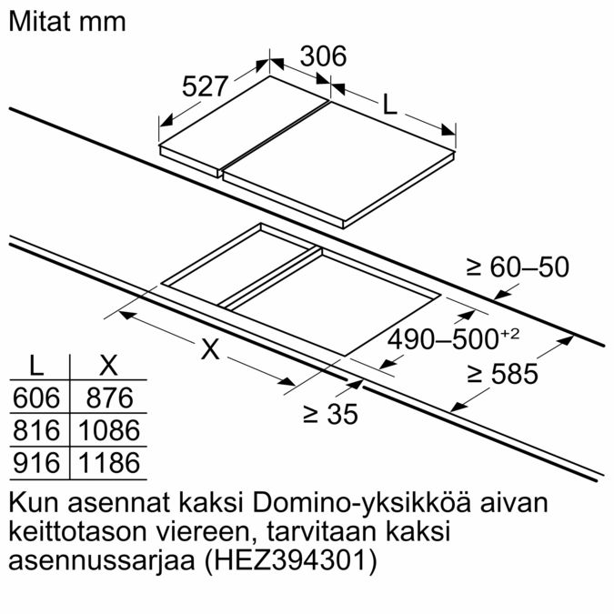 Serie 6 Domino keraaminen keittotaso 30 cm Musta, teräskehys PKF375FP1E PKF375FP1E-10