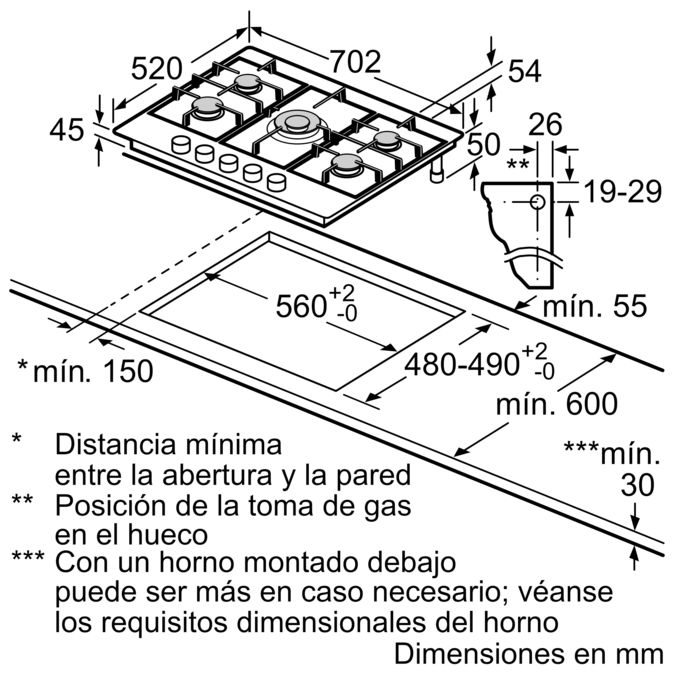 Serie | 6 Encimera a gas 70 cm de ancho PCQ715M90V PCQ715M90V-4