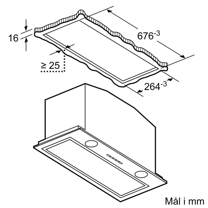 N 70 Indbygningsemhætte 70 cm Rustfrit stål D57ML66N1 D57ML66N1-5