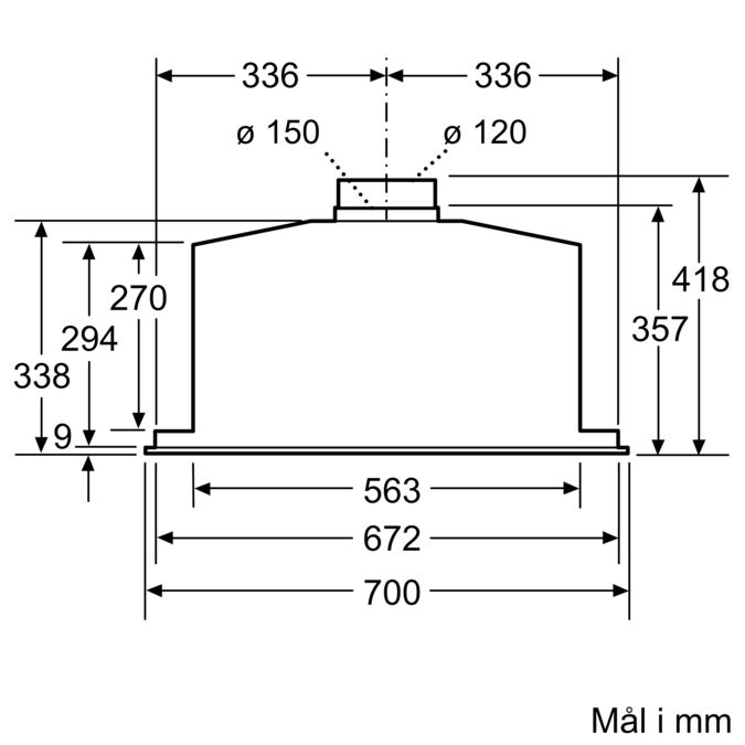 N 70 Indbygningsemhætte 70 cm Rustfrit stål D57ML66N1 D57ML66N1-3