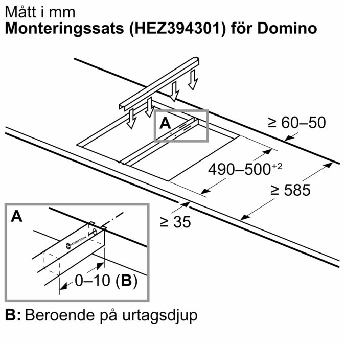 Serie 6 Dominohäll, induktion 30 cm Svart, med ram PIB375FB1E PIB375FB1E-11
