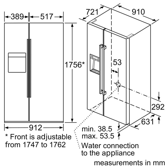 Series 8 Side-by-side fridge-freezer 175.6 x 91.2 cm Black KAD92SB30 KAD92SB30-8