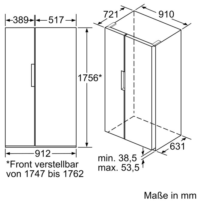 Serie | 8 Kühl-Gefrierkombination SBS 175.6 x 91.2 cm Schwarz KAN92LB35 KAN92LB35-6