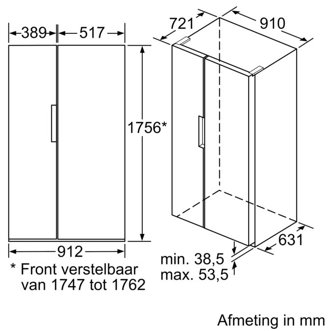 Serie | 8 Amerikaanse koelkast 175.6 x 91.2 cm Zwart KAN92LB35 KAN92LB35-6