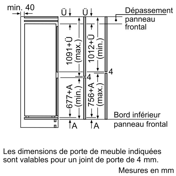 Série 4 Réfrigérateur combiné intégrable 177.2 x 54.1 cm sliding hinge KIN86VS30 KIN86VS30-7