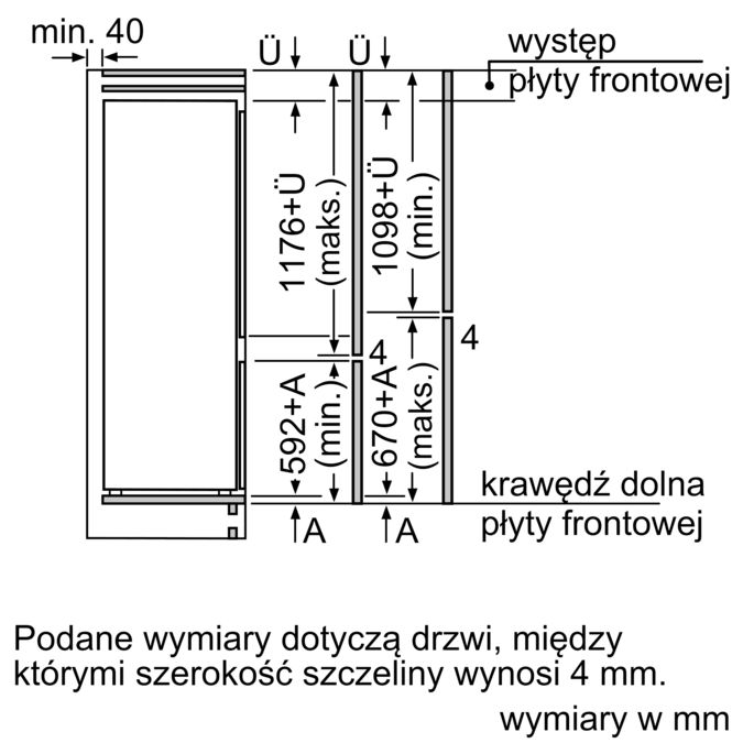 Serie 2 Chłodziarko-zamrażarka do zabudowy z dolną zamrażarką 177.2 x 54.1 cm Zawias ślizgowy KIV87NSF0 KIV87NSF0-12