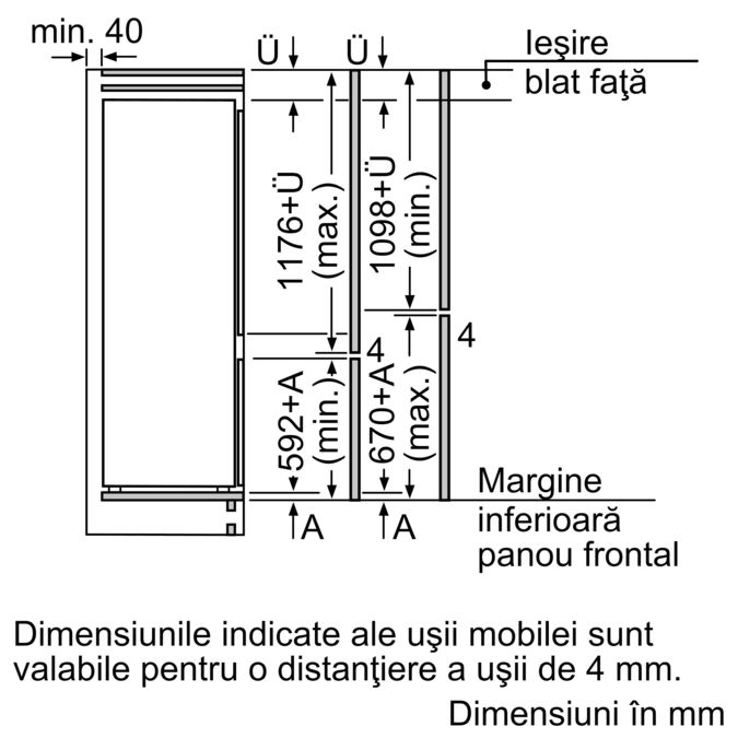 Seria 2 Combină frigorifică încorporabilă 177.2 x 54.1 cm Balama culisantă KIV87NSF0 KIV87NSF0-14