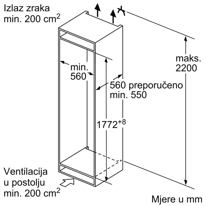 Serie | 4 Ugradbeni hladnjak sa zamrzivačem na dnu 177.2 x 54.1 cm KIV87VF30 KIV87VF30-7