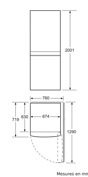 Serie | 8 Réfrigérateur-congélateur pose libre avec compartiment congélation en bas Blanc KCE40AW40 KCE40AW40-3