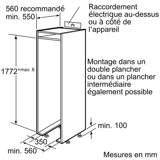 Serie | 8 Réfrigérateur-congélateur intégrable avec compartiment congélation en bas 177.2 x 55.6 cm KIF39S80 KIF39S80-5
