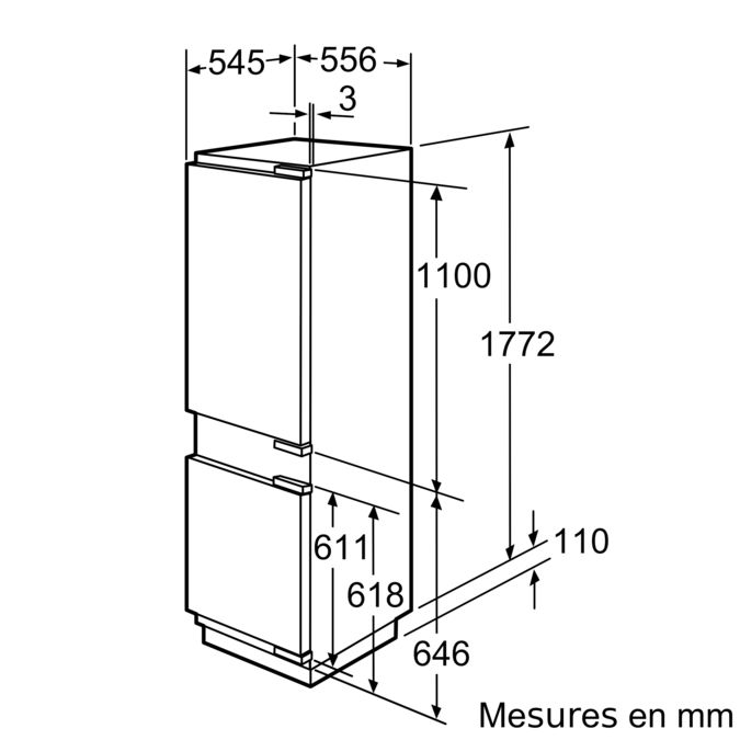 Serie | 8 Réfrigérateur-congélateur intégrable avec compartiment congélation en bas 177.2 x 55.6 cm KIF39S80Y KIF39S80Y-3