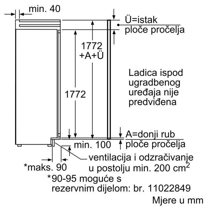 Serie | 8 Ugradbeni hladnjak s odjeljkom zamrzivača 177.5 x 56 cm KIF40P60 KIF40P60-7