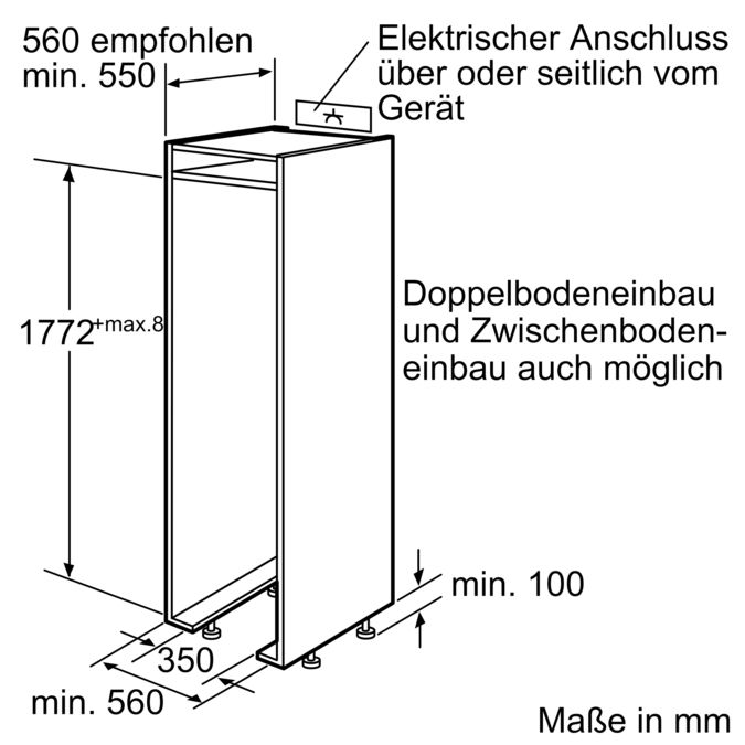 Serie | 8 Einbau-Kühlschrank mit Gefrierfach 177.5 x 56 cm KIF40P60 KIF40P60-6