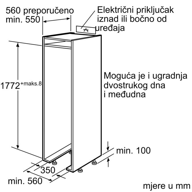 Serie | 8 Ugradbeni hladnjak s odjeljkom zamrzivača 177.5 x 56 cm KIF40P60 KIF40P60-6