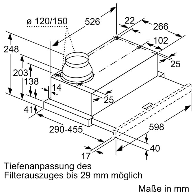 Bosch Hotte aspirante télescopique intégrable au meuble haut DFM064W54 60 cm  finition inox - Série 2