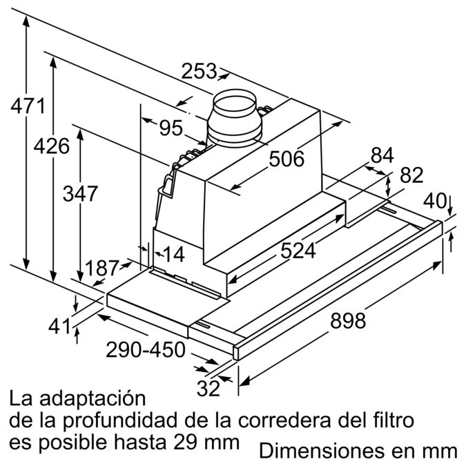 Serie 8 Campana telescópica 90 cm Acero inoxidable DFS097K51 DFS097K51-10