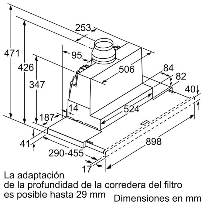 Serie 4 Campana telescópica 90 cm Plateado DFS097A51 DFS097A51-12