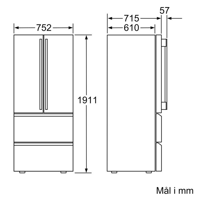 Serie | 8 French Door Bottom freezer, 3 doors 191.1 x 75.2 cm Stål med EasyClean KMF40AI20 KMF40AI20-8