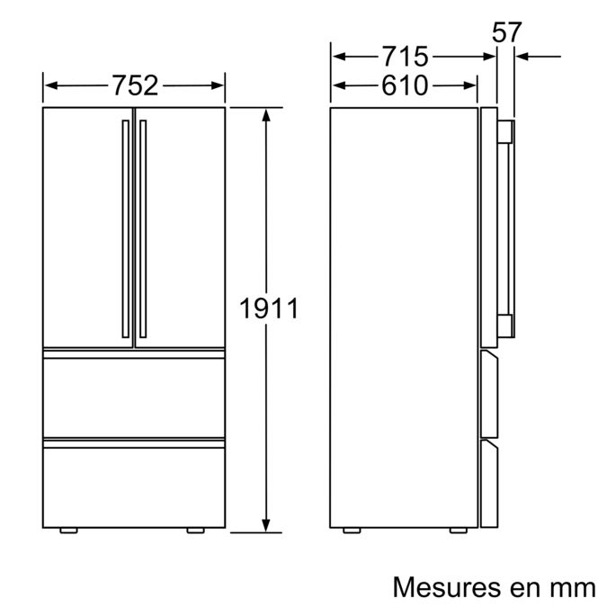 Serie | 8 combiné réfrigérateur-surgélateur pose libre French Door 191.1 x 75.2 cm Blanc KMF40SW20 KMF40SW20-5