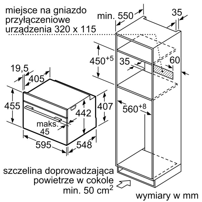Serie 8 Piekarnik kompaktowy z mikrofalą do zabudowy 60 x 45 cm Biały CMG633BW1 CMG633BW1-9