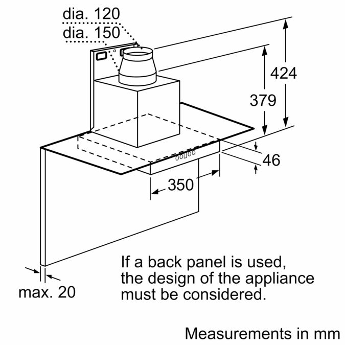 Wall-mounted cooker hood 90 cm clear glass DWA09W450B DWA09W450B-3