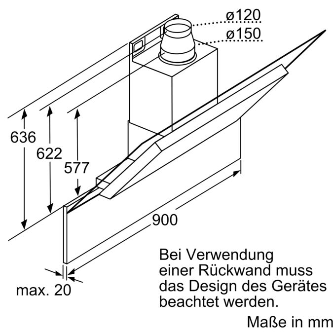 Glasscheibe Vulkan Schwarz Schräg-Essen-Design Wandesse, 90 cm DWK09E860 DWK09E860-11