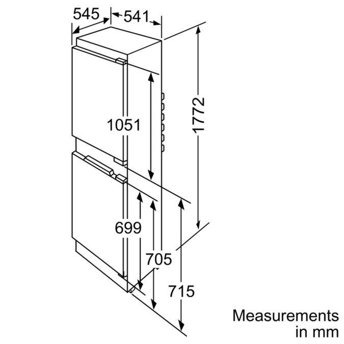 Einbau-Kühl-/Gefrier-Kombination Integrierbar, Flachscharnier-Technik KIS34A65 KIS34A65-5