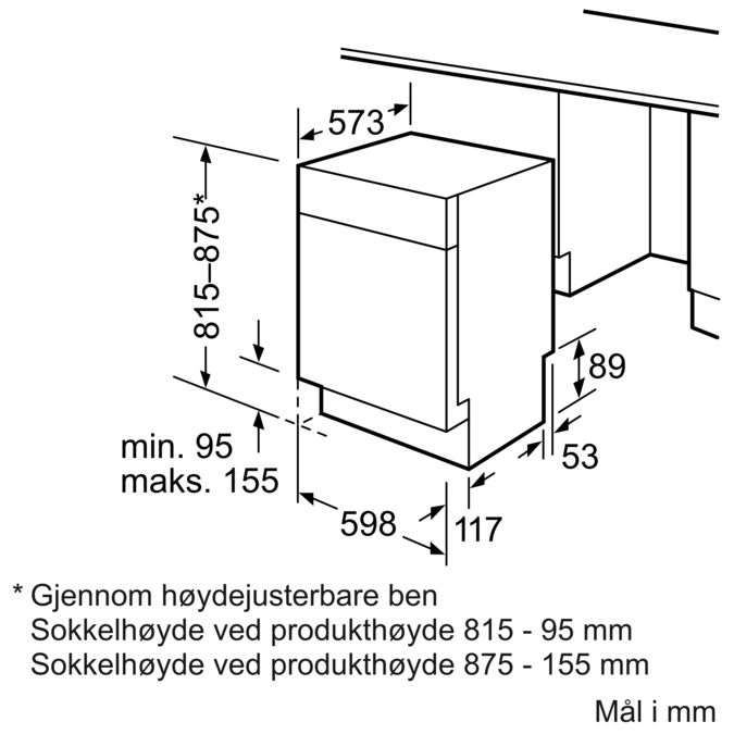 Underb. oppvask,60cm,hvit,A+,48dB SMU50D12SK SMU50D12SK-7