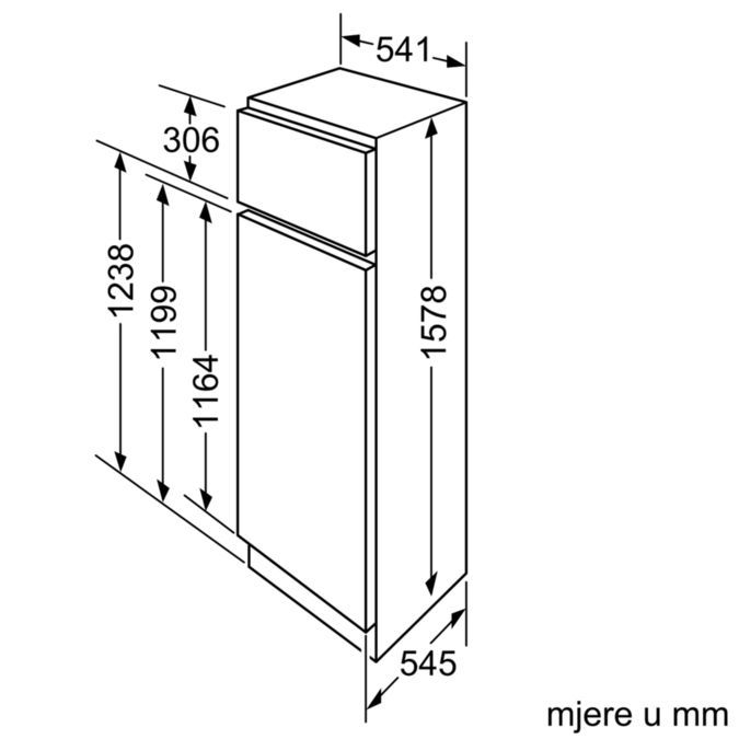 Serie | 4 Ugradbeni hladnjak sa zamrzivačem na vrhu 157.8 x 54.1 cm KID28A21 KID28A21-5