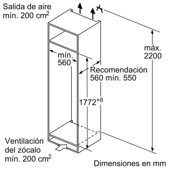 Serie 6 Frigorífico integrable 177.5 x 56 cm Cierre SoftClose con puerta fija KIR81ADD0 KIR81ADD0-6