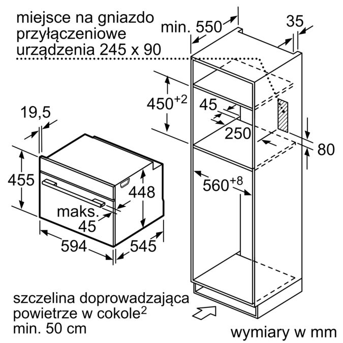 Seria 8 Kuchenka mikrofalowa do zabudowy 60 x 45 cm Stal szlachetna CFA634GS1 CFA634GS1-3