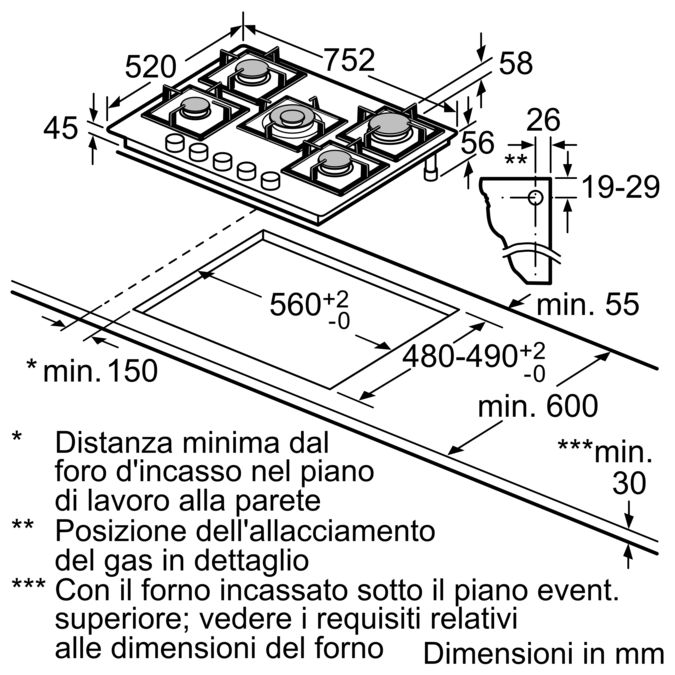 Serie 6 Piano cottura a gas 75 cm Vetro temperato, Nero PPQ7A6B20 PPQ7A6B20-8