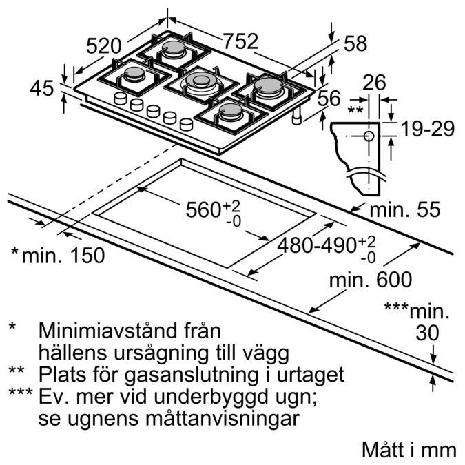 iQ500 Gashäll 75 cm Härdat glas, Svart EP7A6QB20 EP7A6QB20-9