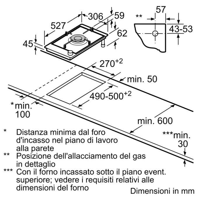 Serie 8 Domino, piano cottura a gas 30 cm Vetroceramica, Nero PRA3A6D70 PRA3A6D70-14