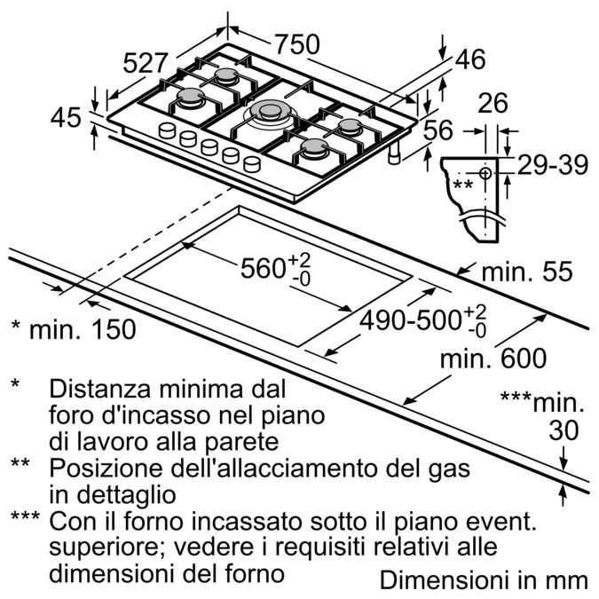 Serie 8 Piano cottura a gas 75 cm Vetroceramica, Nero PRR7A6D70 PRR7A6D70-7