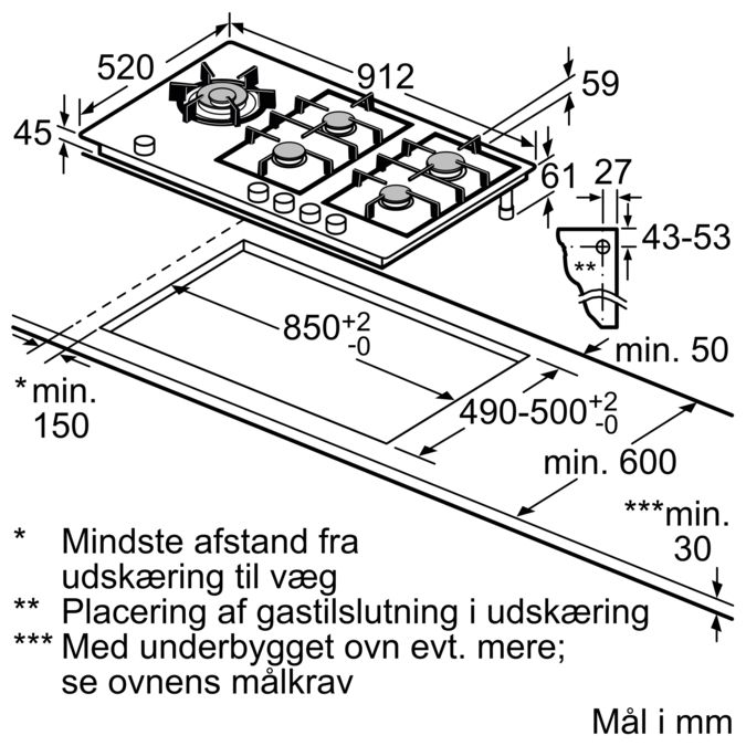 iQ700 Gaskogesektion 90 cm Glaskeramik, Sort ER9A6SB70 ER9A6SB70-9