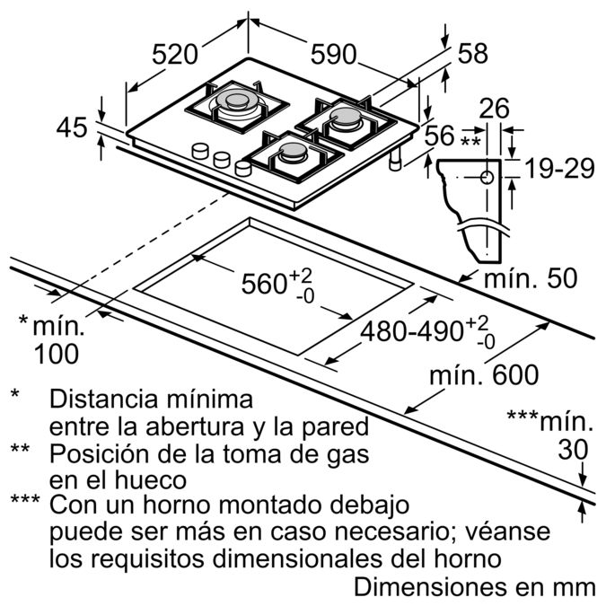 Serie 4 Placa de gas 60 cm Vidrio templado, Negro PNC6B6B90 PNC6B6B90-2