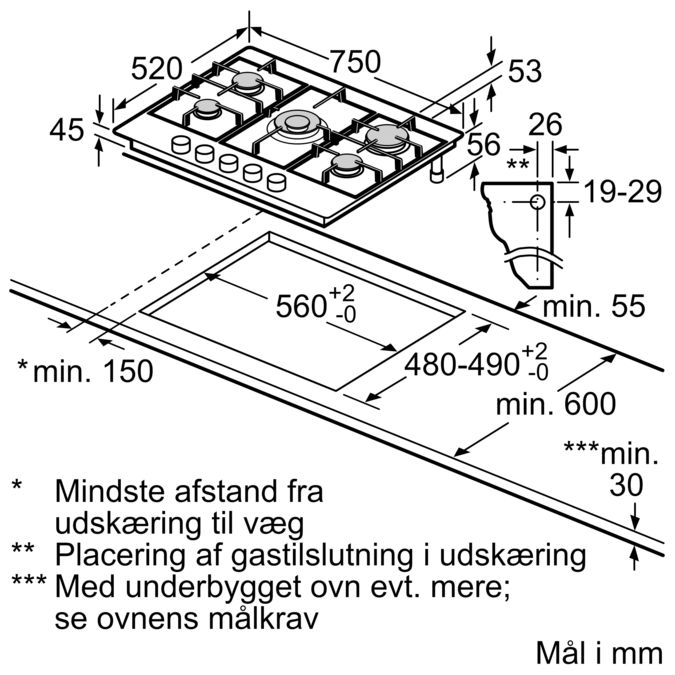 Serie 4 Gaskogesektion 75 cm Rustfrit stål PGQ7B5B90 PGQ7B5B90-7