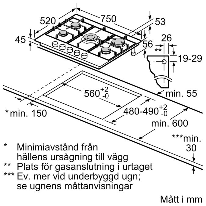Serie 4 Gashäll 75 cm Rostfritt stål PGQ7B5B90 PGQ7B5B90-8