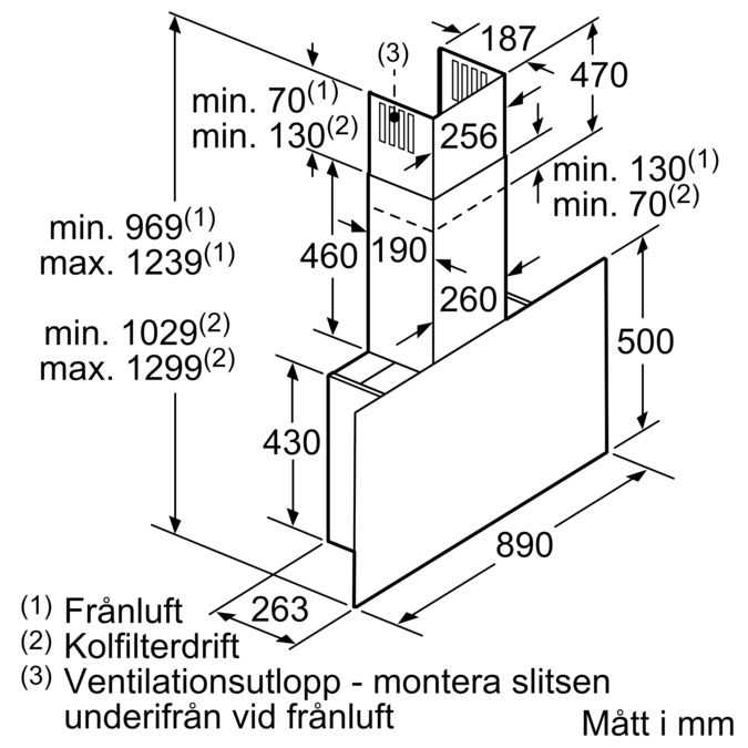 iQ500 Vägghängd köksfläkt 90 cm Klarglas med svart tryck, Svart LC97FLR61S LC97FLR61S-8